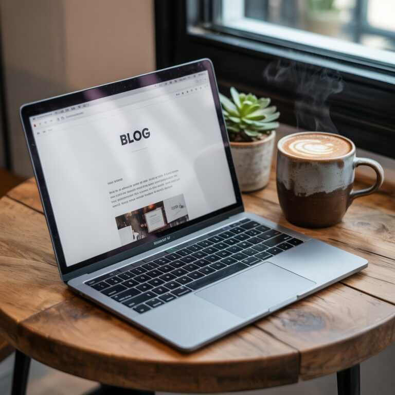 Blog en WordPress abierto en un portátil