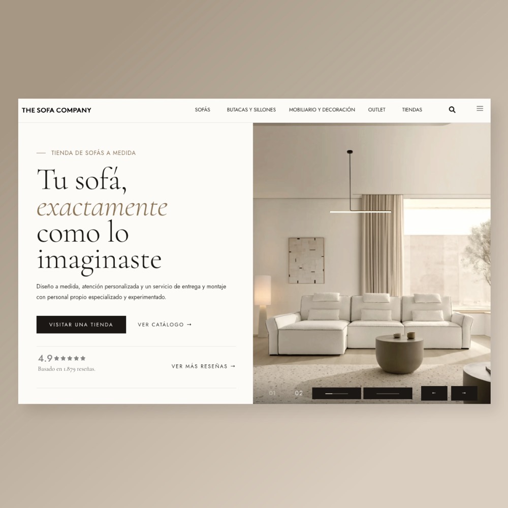 Captura de la web de The Sofa Company